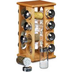 Relaxdays Bamboo Spice Rack With 16 Spice Jars