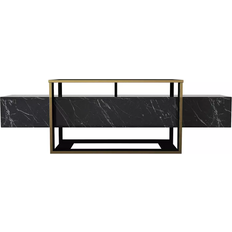 Or Meubles TV Marble Look Black & Gold Meuble TV 160x49.8cm