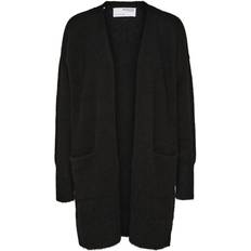 3XL - Dame Cardigans Selected Lulu Long Knitted Cardigan - Black