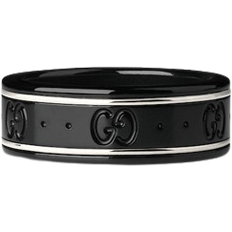 Gucci Icon Thin Band Ring - White Gold/Black