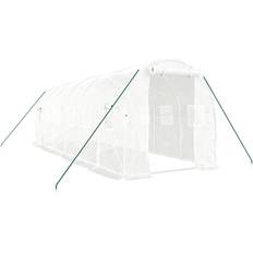 vidaXL Drivhus Med Stålstel 12 m² 6x2x2 m Hvid