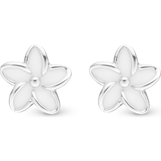 Christina Design Enamel Flowers Earrings - Silver/White