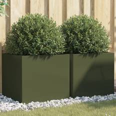 Krukker, Planter & Dyrkning vidaXL Plantekasser 49 x 47 x 46 cm Stål Olivengrøn 2 Stk