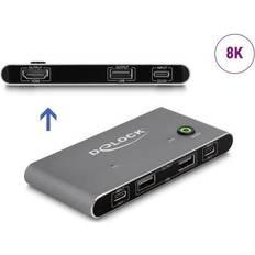 DeLock USB-C KVM Switch zu HDMI 8K 60 Hz mit USB 2.0