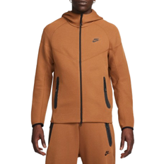 Brown - Men Tops Nike Men's Sportswear Tech Fleece Windrunner Full-Zip Hoodie - Light British Tan/Black