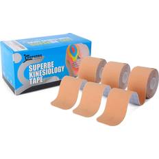 Le Superbe Pre Cut Kinesiology Tapes 3 Rolls Pack Sports Tape Muscle Tape for Pain Relief, Muscle Support, Recovery and Physio Therapy Beige
