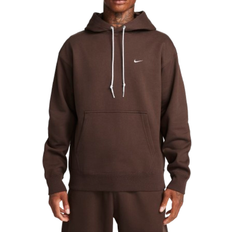 Nike Men's Solo Swoosh Fleece Pullover Hoodie - Baroque Brown/White