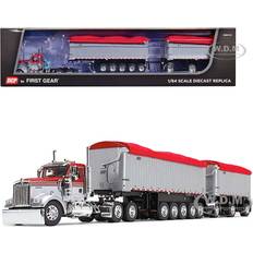 Scale Models & Model Kits First Gear 1/64 Viper Red/Silver Kenworth W900L w/ 31ft & 20ft End Dump Trailers DCP 60-1632