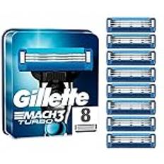 Gillette Mach3 Turbo Razor Blades for Men with Precision Trimmer, Pack of 8 Refill Blades