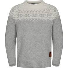 Gridarmor Men's Snøkrystall Round Neck Ullgenser Lt. Grey/white