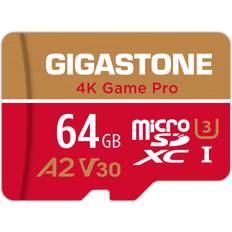 Memory Cards & USB Flash Drives Gigastone [5-Yrs Free Data Recovery] 64GB Micro SD Card, 4K Game Pro, MicroSDXC Memory Card for Nintendo-Switch, GoPro, Security Camera, DJI, Drone, UHD Video, R/W up to 95/35MB/s, UHS-I U3 A2 V30 C10