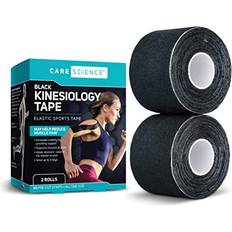 Kinesiology Tape Care Science Care Science Waterproof Kinesiology Tape, 40 ct Precut Strips 2 Rolls Black Elastic Sports & Weightlifting Tape Supports Muscles & Joints. Water Resistant