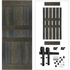 Akicon Paneled Wood Barn Door with Hardware Kit (x)