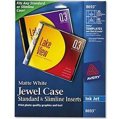 Optical Storage Avery CD/DVD Jewel Case Inserts for Ink Jet Printers, White, Pack of 20 8693 Matte White