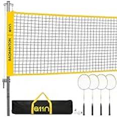 A11N Sports A11N Outdoor Badminton Set Includes Anti-Sag Net, 4 Rackets, 2 Shuttlecocks, carrying Bag