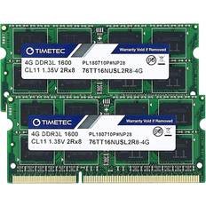 TIMETEC Hynix IC 8GB Kit 4GBx2 DDR3L 1600MHz PC3-12800 Unbuffered Non-ECC 1.35V CL11 2Rx8 Dual Rank 204 Pin SODIMM Laptop Notebook Computer Memory