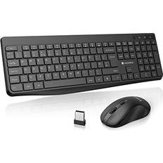 Koorui Keyboard and Mouse Combos, 12 Multimedia and Shortcut Keys and Mouse Set for Windows,MacOS,Linux-Black Battery