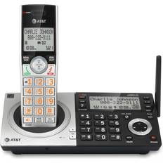 AT&T CL83107 DECT 6.0 Cordless Phone for Home with Dual Keypad Base, Answering Machine, Call Blocking, Caller ID Announcer, Intercom and Long Range, Silver/Black