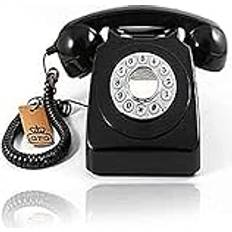 Gpo 746 Retro Festnetztelefon im Stil der 70er Jahre mit Druckknopf-authentischer Klingelton- Schwarz