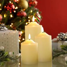 Festive Battery Operated Wax Firefly Pillar Candles With Timer