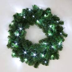 Shatchi Wreath, Green with Ice White LEDS Christmas Garlands Wreaths Many Styles