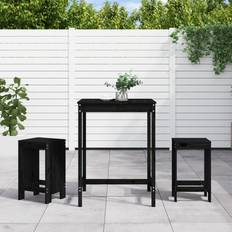 Garden & Outdoor Furniture vidaXL Garden Bar Set 3 Piece Black Solid Wood Pine