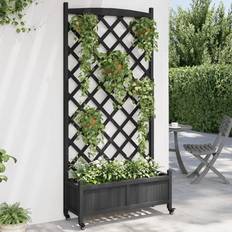 Krukker, Planter & Dyrkning vidaXL Plantekasse Med Espalier Og Hjul Sort