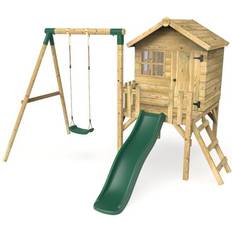 Rebo Orchard Wooden with Swings Playhouse