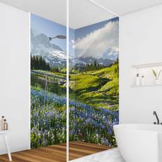 Docce Klebefieber Panneau Mural Douche Mountain Meadow With Blue Flowers