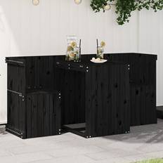 Garden & Outdoor Furniture vidaXL Balcony Set 2 Seater Black Solid Wood Pine