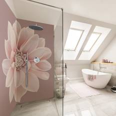 Docce Klebefieber Panneau Mural Douche Fleur Dahlia Lavande Blanc Rose