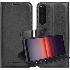 Cadorabo Hülle für sony xperia 5 ii schutz hülle handy cover tasche etui standfunktion Schwarz