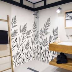 Paneles de pared (Baño) Klebefieber Grasses and Moon in Black