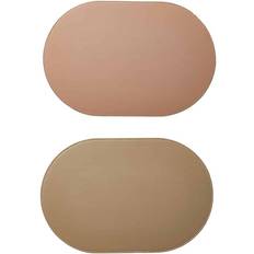 Boligtekstiler Dacore Dacore Dækkeserviet Oval Læderlook Rosa/Taupe Vendbar Pink