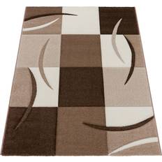 Tapis Paco Home Tapis De Créateur Aux Contours Découpés À Carreaux En Marron Beige 120x170 cm Marron