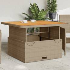 Garden & Outdoor Furniture vidaXL Gartentisch Beige 110 x 110 x 71 cm Poly Rattan und Akazienholz