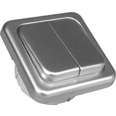 Dobbelt vippekontakt 230 V, silver