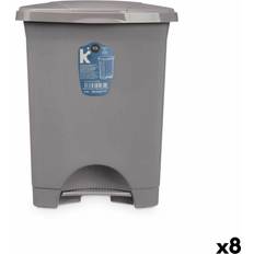 BigBuy Home Papelera con Pedal Gris Plástico 10 L (8 Unidades)