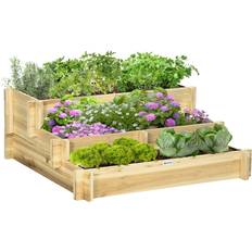 Hochbeet, 3-stufige Blumenkasten, Pflanzenbeet Naturholz