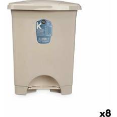 BigBuy Home Papelera con Pedal Beige Plástico 10 L (8 Unidades)