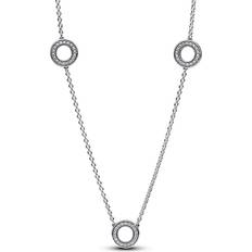 Pandora Collane Pandora Pave Circles Chain Necklace - Silver/Transparent