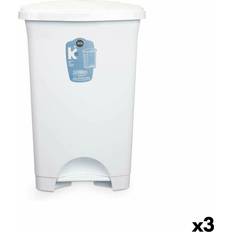 BigBuy Home Papelera con Pedal Blanco Plástico 50 L (3 Unidades)