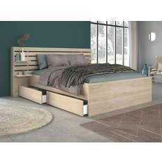 Lits et Matelas Parisot Lit Adulte ESCALE 140x190/200 cm - Tête de lit + 2 tiroirs - - Beige