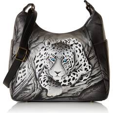 Anna by Anuschka Damen, handbemaltes Leder, mit Mehreren Hobo-Tasche, Afrikanischer Leopard