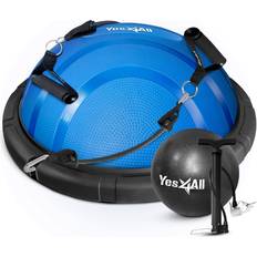 Yes4All Upgrade Combo Half Balance Trainer Ball with Resistance Bands & Pilates Ball Black, Blue for Training Core Strength