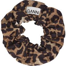 Hårprodukter Ganni Printed Cotton Scrunchie A5993 Leopard One Size