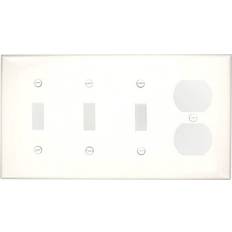 Leviton White 4-Gang 3-Toggle/1-Duplex Wall Plate 1-Pack