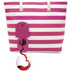 White Beach Bags Portovino Beach White Wine Purse Tote with Hidden Leakproof & Insulated Compartment