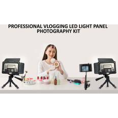 Lighting & Studio Equipment 2x Ultra Slim High-Intensity Dimmable LED Light Panel 5000 Lux Output with 12-Inch Calapsible Pan Tilt Tripod for Vloggers Bloggers Creators and