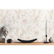 A.S. Creation Vliestapete blumen vögel blätter schmetterlinge creme braun 39429-1 5,99€/1qm Weiß 10 m